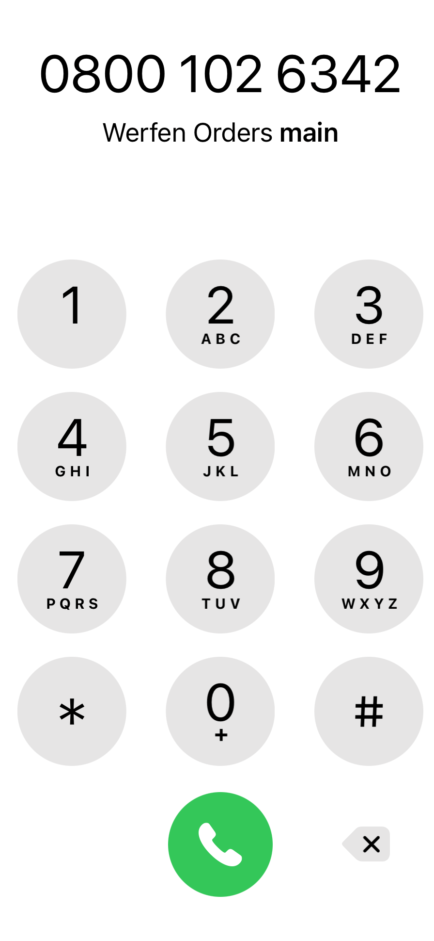 Werfen Orders New Freephone number Werfen in the UK